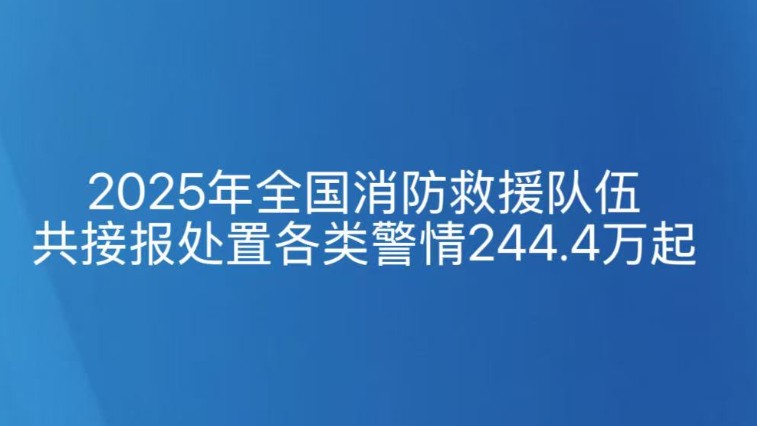 2025年全国消防救援队伍共接报处置各类警情244.4万起