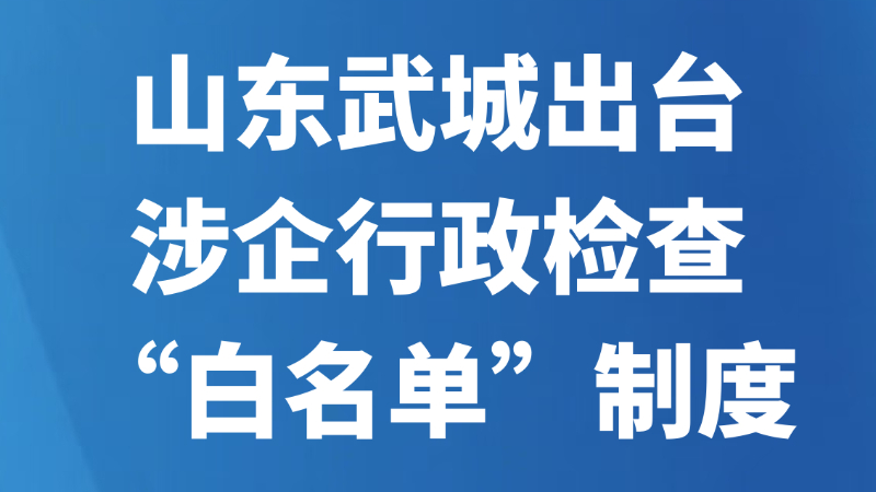 山东武城出台涉企行政检查“白名单”制度