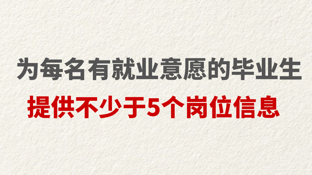 为每名有就业意愿的毕业生提供不少于5个岗位信息