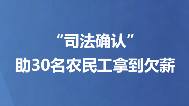 “司法确认”助30名农民工拿到欠薪