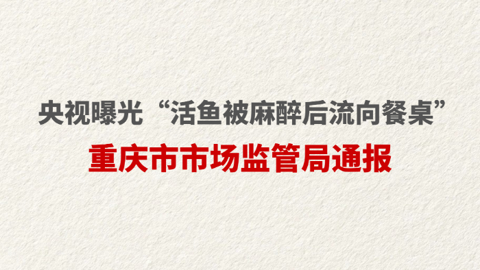 央视曝光“活鱼被麻醉后流向餐桌” 重庆市市场监管局通报