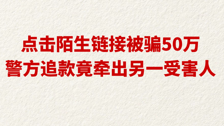点击陌生链接被骗50万 警方追款竟牵出另一受害人