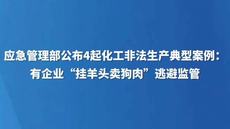 应急管理部公布4起化工非法生产典型案例：有企业“挂羊头卖狗肉”逃避监管