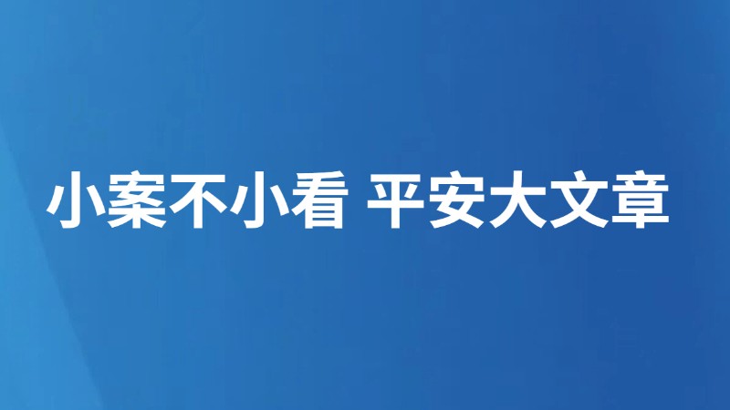 小案不小看 平安大文章