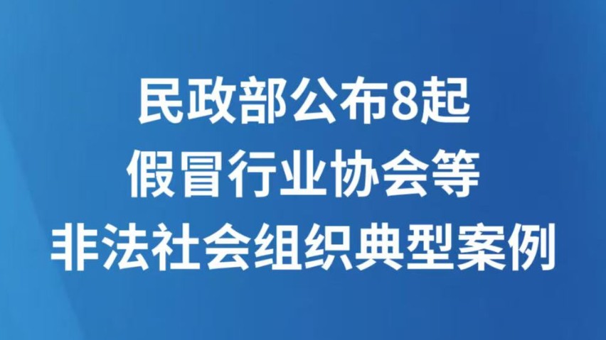 民政部公布8起假冒行业协会等非法社会组织典型案例