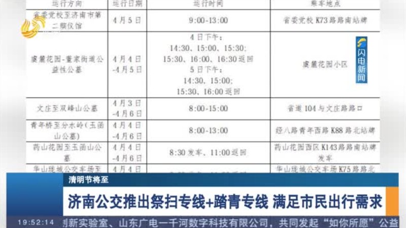 济南公交推出祭扫专线+踏青专线 满足市民出行需求