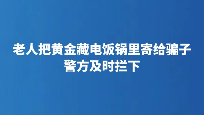 老人把黄金藏电饭锅里寄给骗子 警方及时拦下