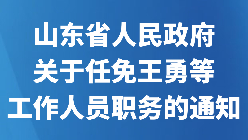 山东省人民政府关于任免王勇等工作人员职务的通知