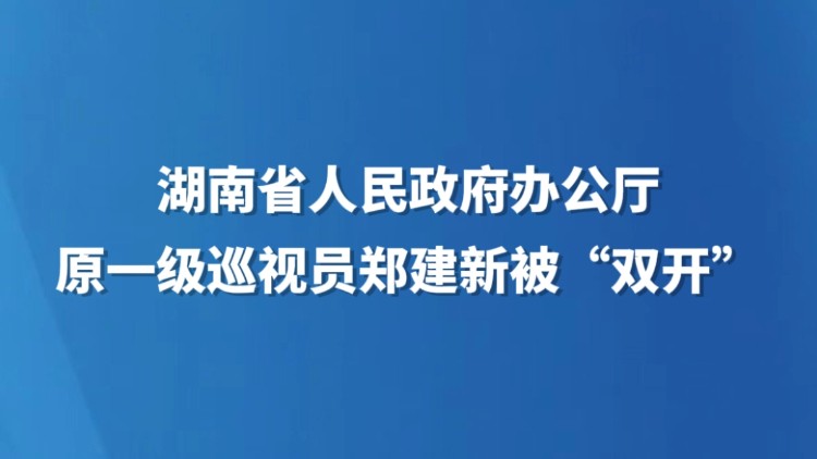 湖南省人民政府办公厅原一级巡视员郑建新被“双开”