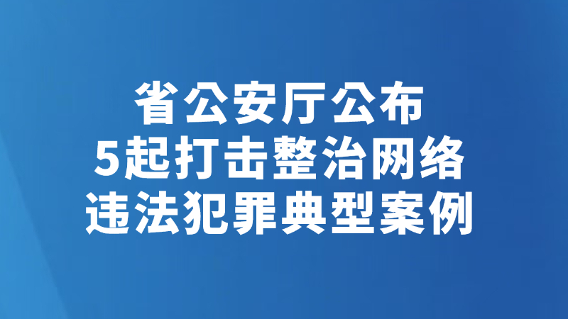 省公安厅公布5起打击整治网络违法犯罪典型案例