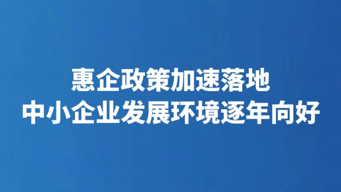 惠企政策加速落地 中小企业发展环境逐年向好