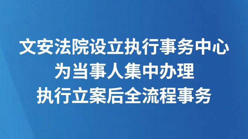 文安法院设立执行事务中心 为当事人集中办理 执行立案后全流程事务