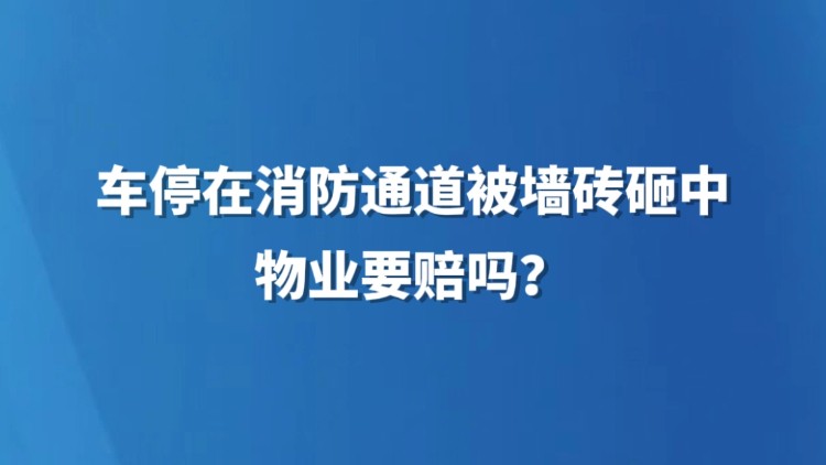车停在消防通道被墙砖砸中，物业要赔吗？