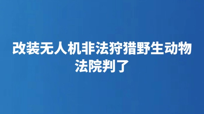 改装无人机非法狩猎野生动物 法院判了