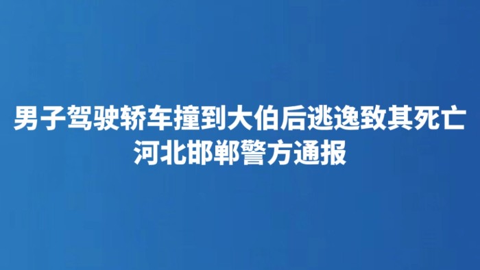 男子驾驶轿车撞到大伯后逃逸致其死亡 河北邯郸警方通报