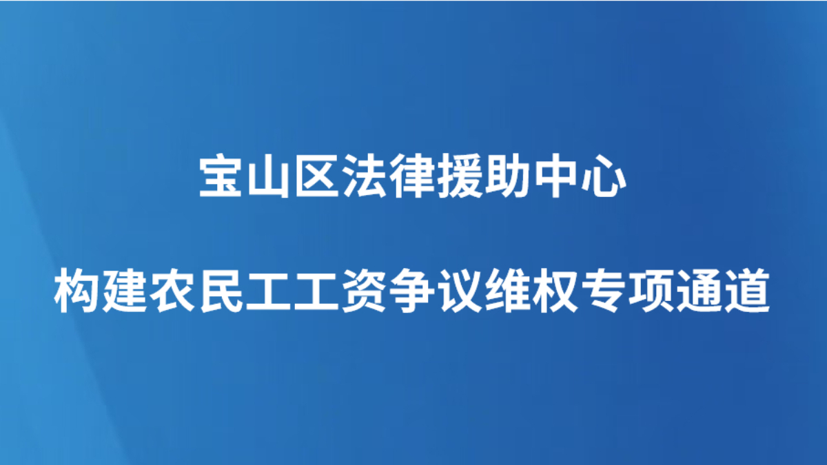 宝山区法律援助中心构建农民工工资争议维权专项通道