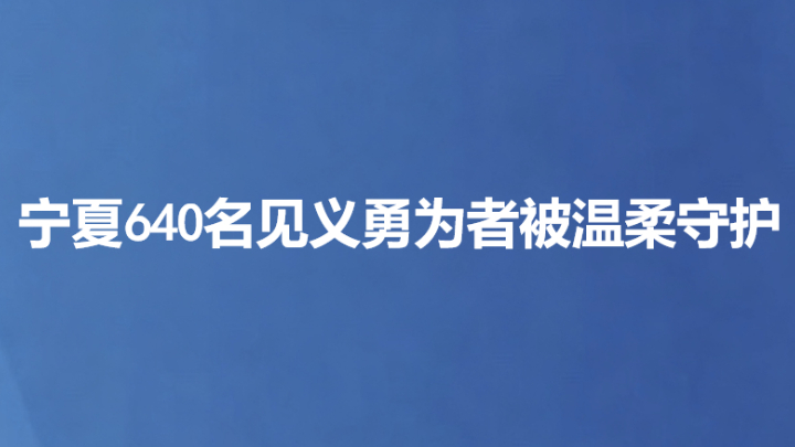 宁夏640名见义勇为者被温柔守护