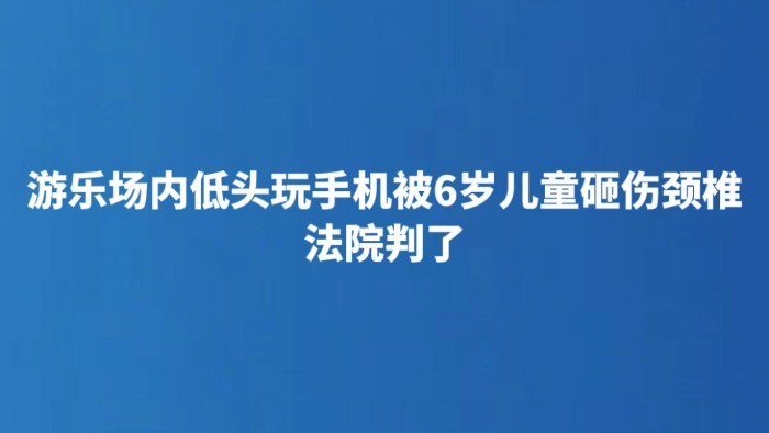 游乐场内低头玩手机被6岁儿童砸伤颈椎 法院判了