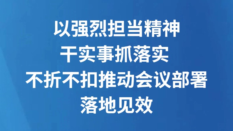 以强烈担当精神干实事抓落实 不折不扣推动会议部署落地见效
