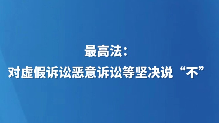 最高法：对虚假诉讼恶意诉讼等坚决说“不”