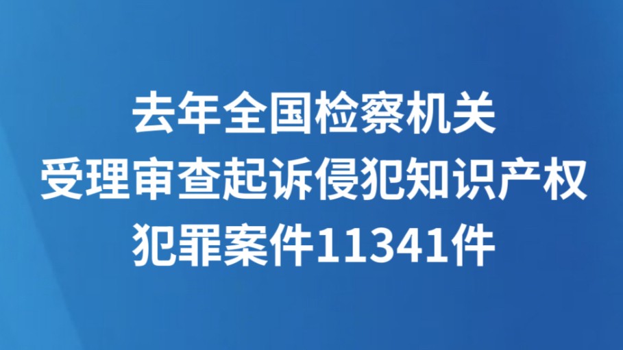 去年全国检察机关受理审查起诉侵犯知识产权犯罪案件11341件