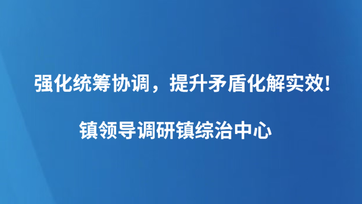 强化统筹协调，提升矛盾化解实效!镇领导调研镇综治中心