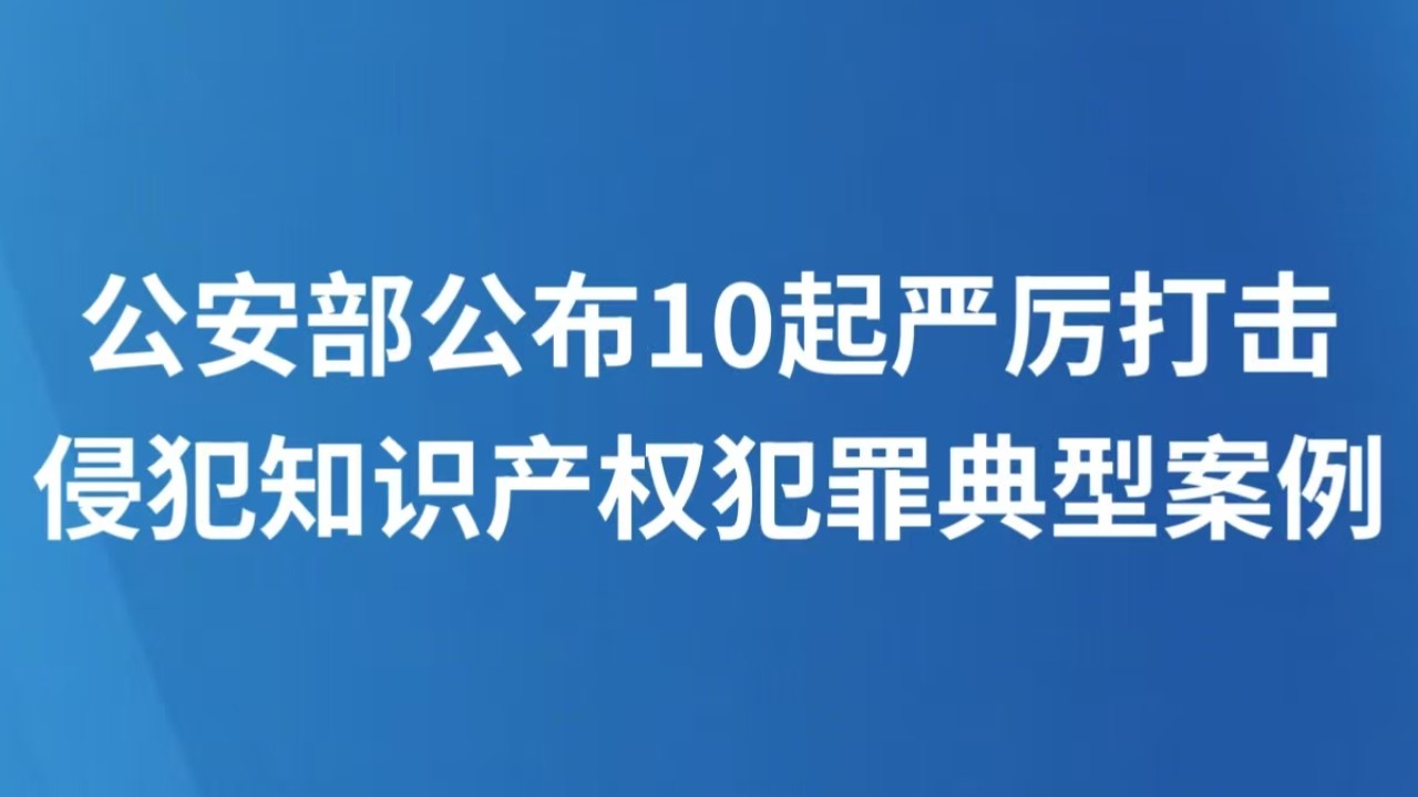 公安部公布10起严厉打击侵犯知识产权犯罪典型案例