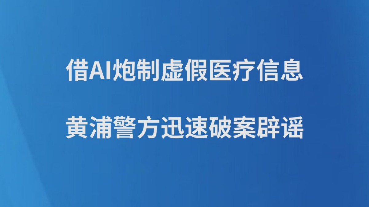 借AI炮制虚假医疗信息，黄浦警方迅速破案辟谣