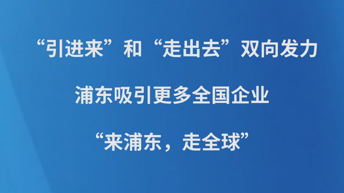 “引进来”和“走出去”双向发力，浦东吸引更多全国企业“来浦东，走全球”