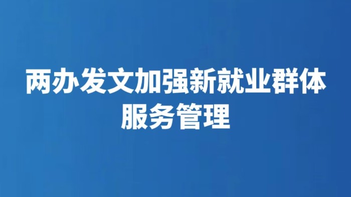 两办发文加强新就业群体服务管理