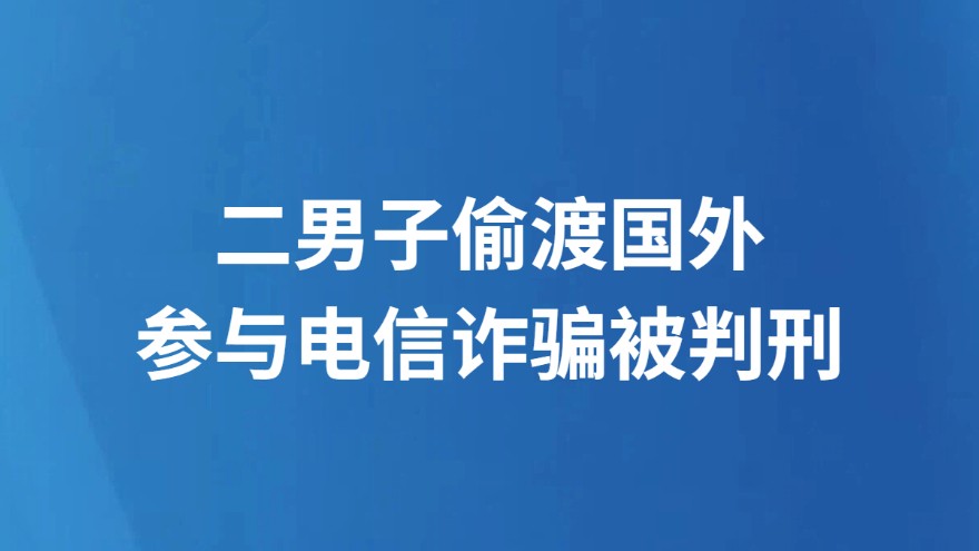 二男子偷渡国外参与电信诈骗被判刑