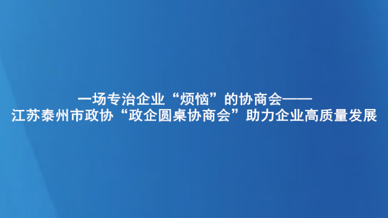 一场专治企业“烦恼”的协商会——江苏泰州市政协“政企圆桌协商会”助力企业高质量发展