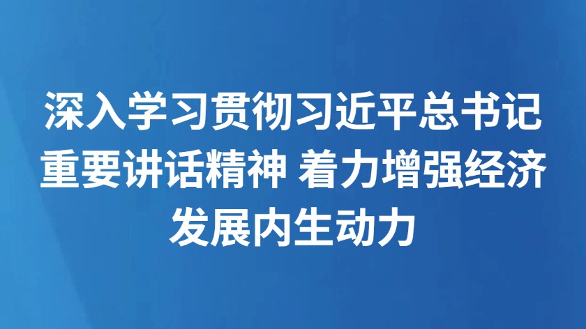 深入学习贯彻习近平总书记重要讲话精神 着力增强经济发展内生动力