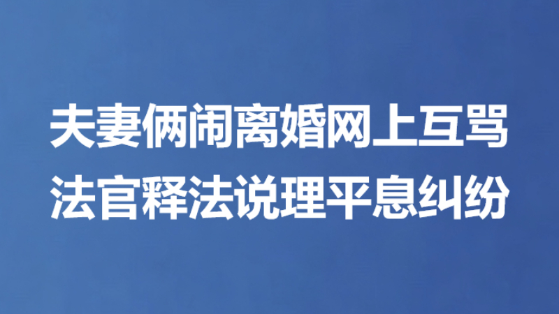 夫妻俩闹离婚网上互骂 法官释法说理平息纠纷