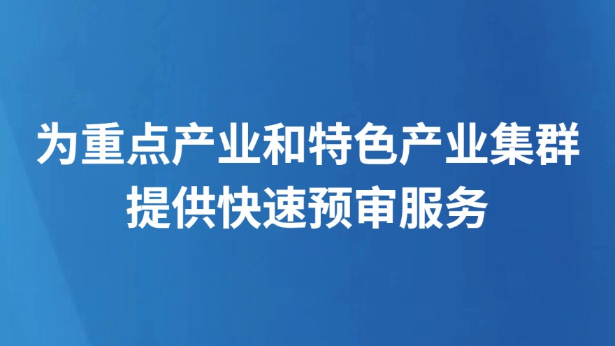 为重点产业和特色产业集群提供快速预审服务