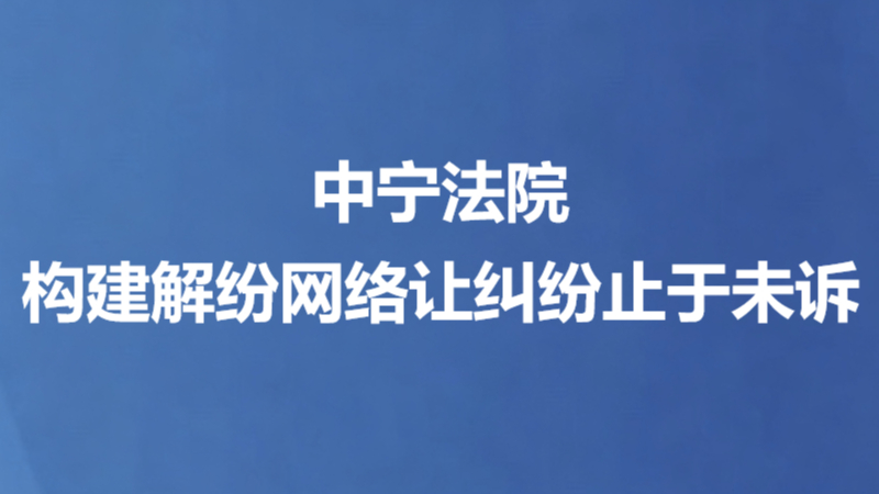中宁法院构建解纷网络让纠纷止于未诉