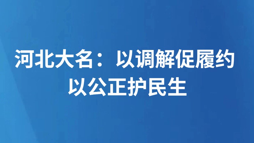 河北大名：以调解促履约 以公正护民生