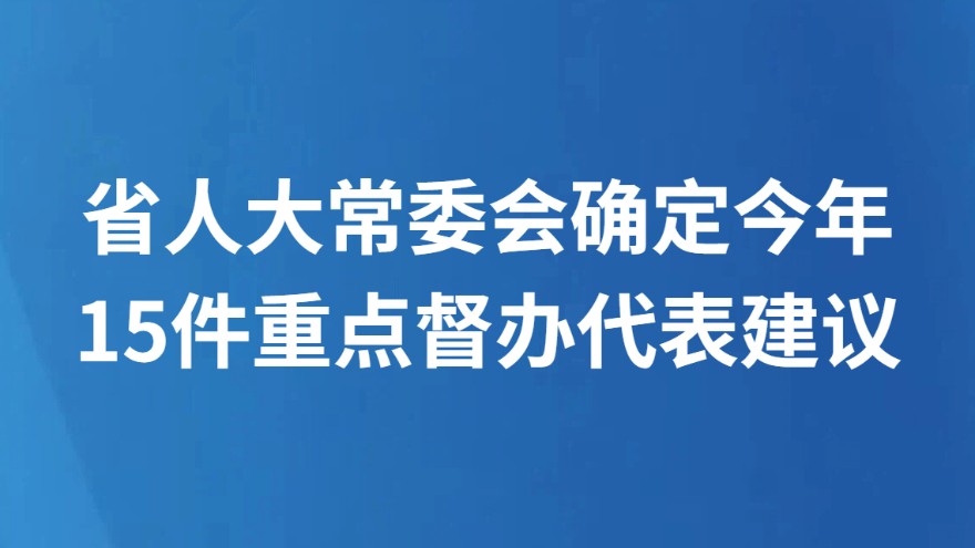省人大常委会确定今年15件重点督办代表建议
