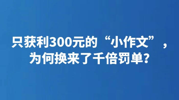只获利300元的“小作文”，为何换来了千倍罚单？