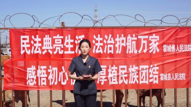 新疆霍城县人民法院干警走进惠远镇巴扎送法上门