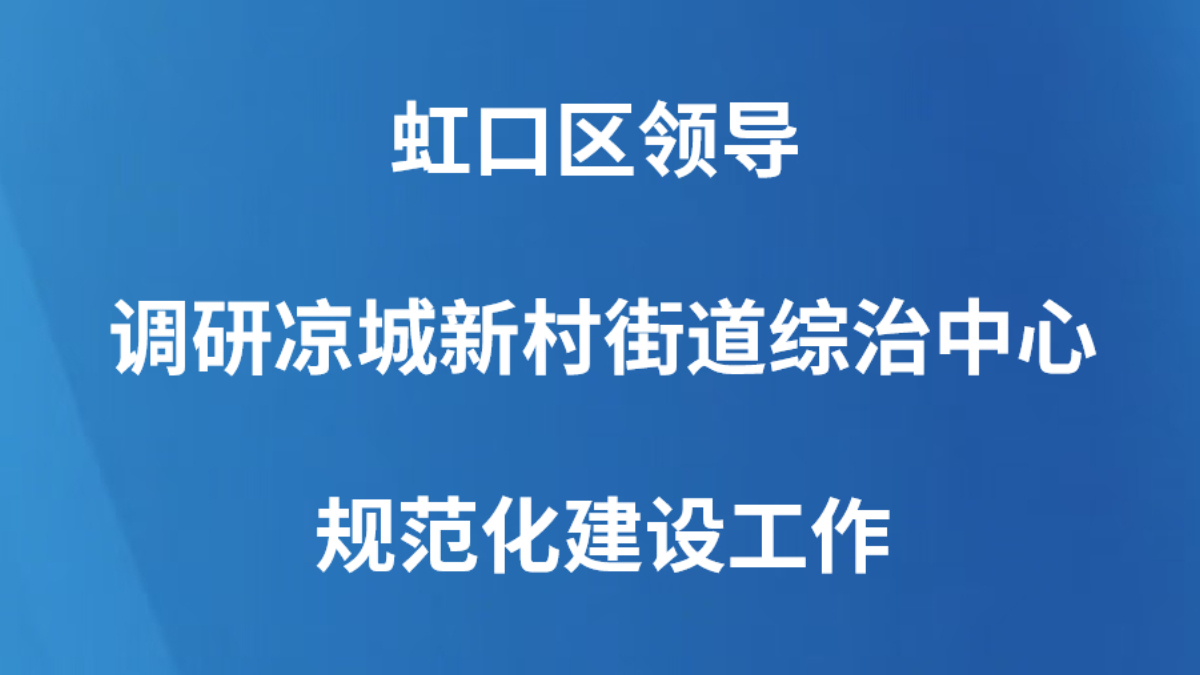 虹口区领导调研凉城新村街道综治中心规范化建设工作