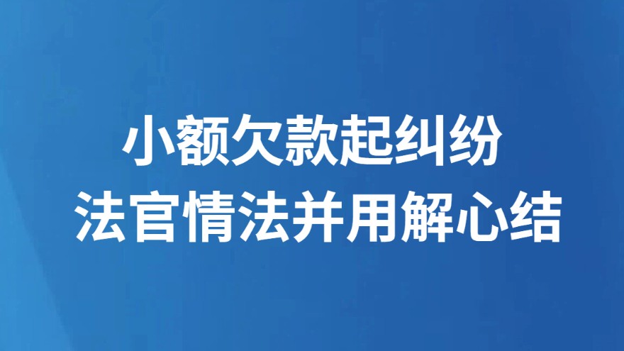 小额欠款起纠纷 法官情法并用解心结