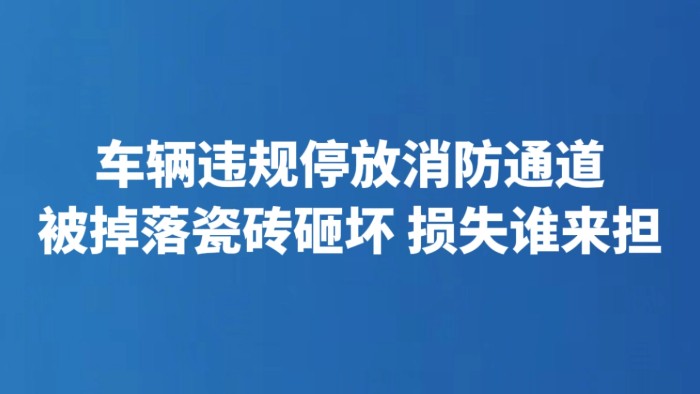 车辆违规停放消防通道 被掉落瓷砖砸坏 损失谁来担
