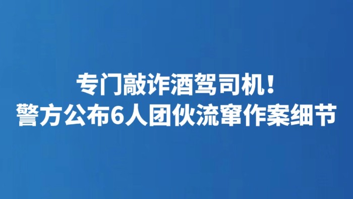 专门敲诈酒驾司机！警方公布6人团伙流窜作案细节