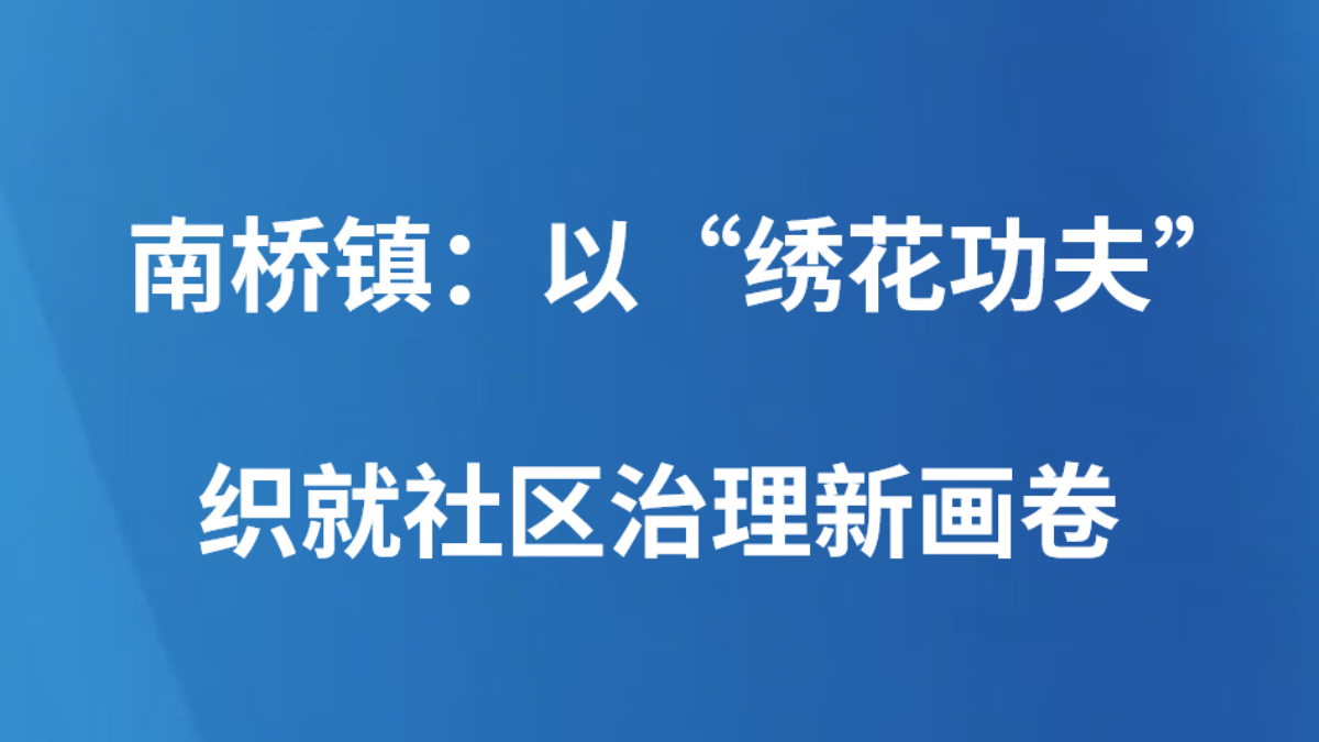南桥镇：以“绣花功夫”织就社区治理新画卷