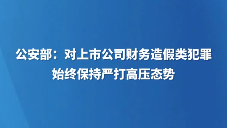公安部：对上市公司财务造假类犯罪始终保持严打高压态势