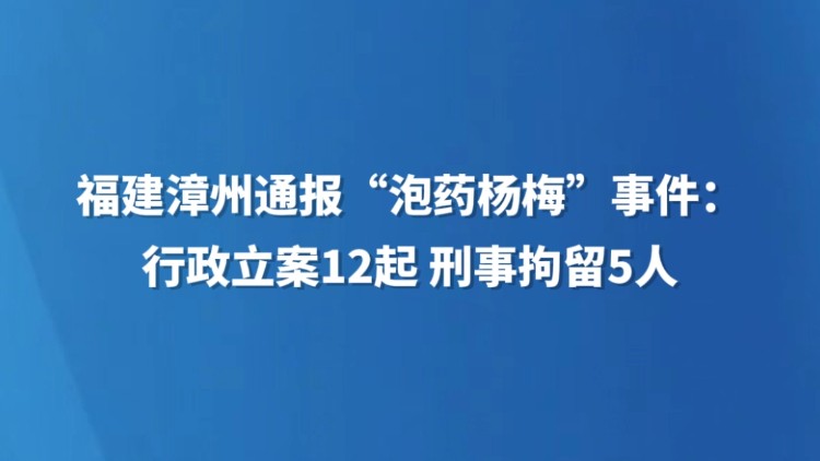 福建漳州通报“泡药杨梅”事件：行政立案12起 刑事拘留5人