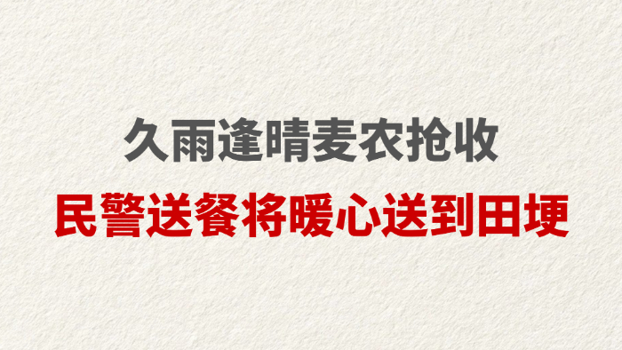 久雨逢晴麦农抢收 民警送餐将暖心送到田埂