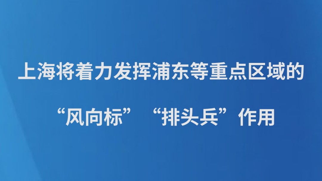 上海将着力发挥浦东等重点区域的“风向标”“排头兵”作用