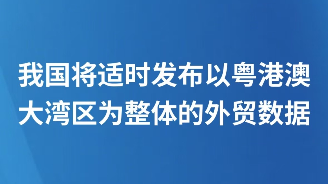 我国将适时发布以粤港澳大湾区为整体的外贸数据